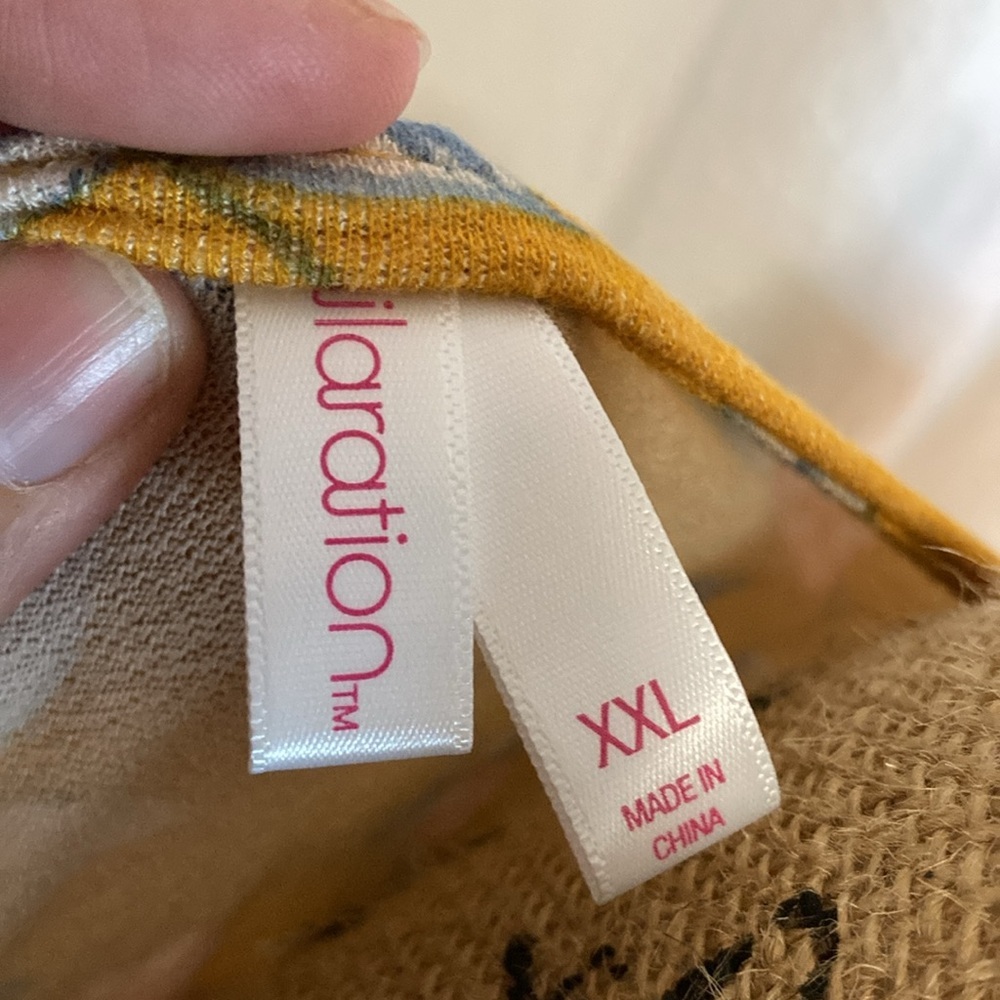XHILERATION XXL Floral Mustard Yellow Kimono Cardigan - Picture 2 of 5